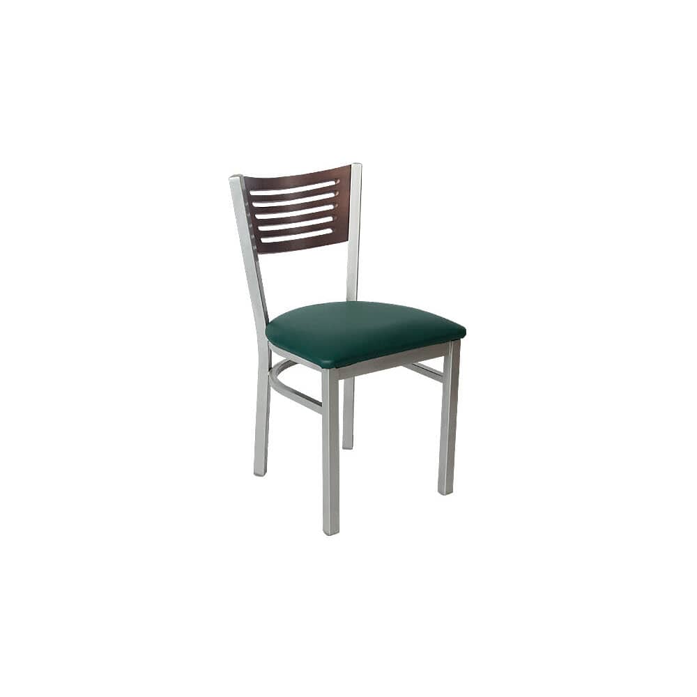 Slatted metal dining chair