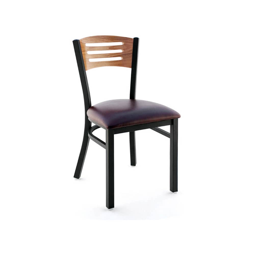 Slatted metal dining chair