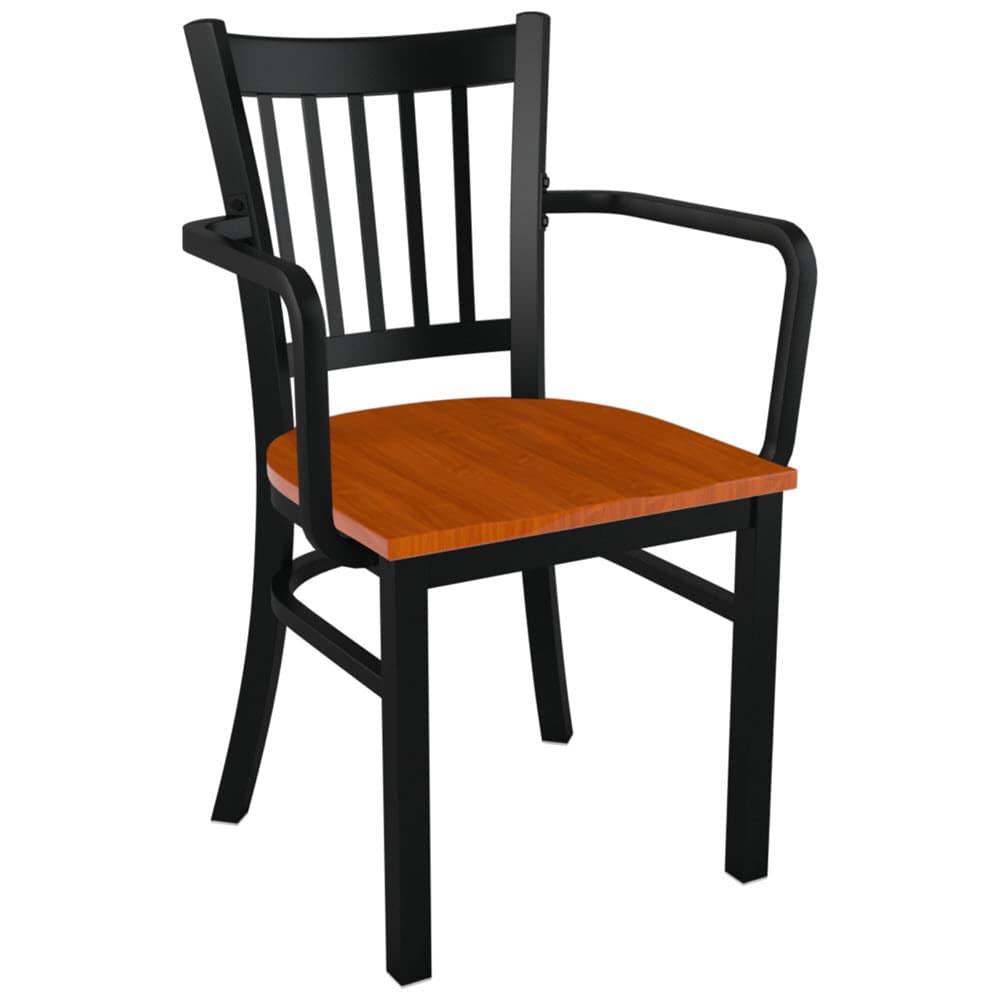 Slatted metal dining chair
